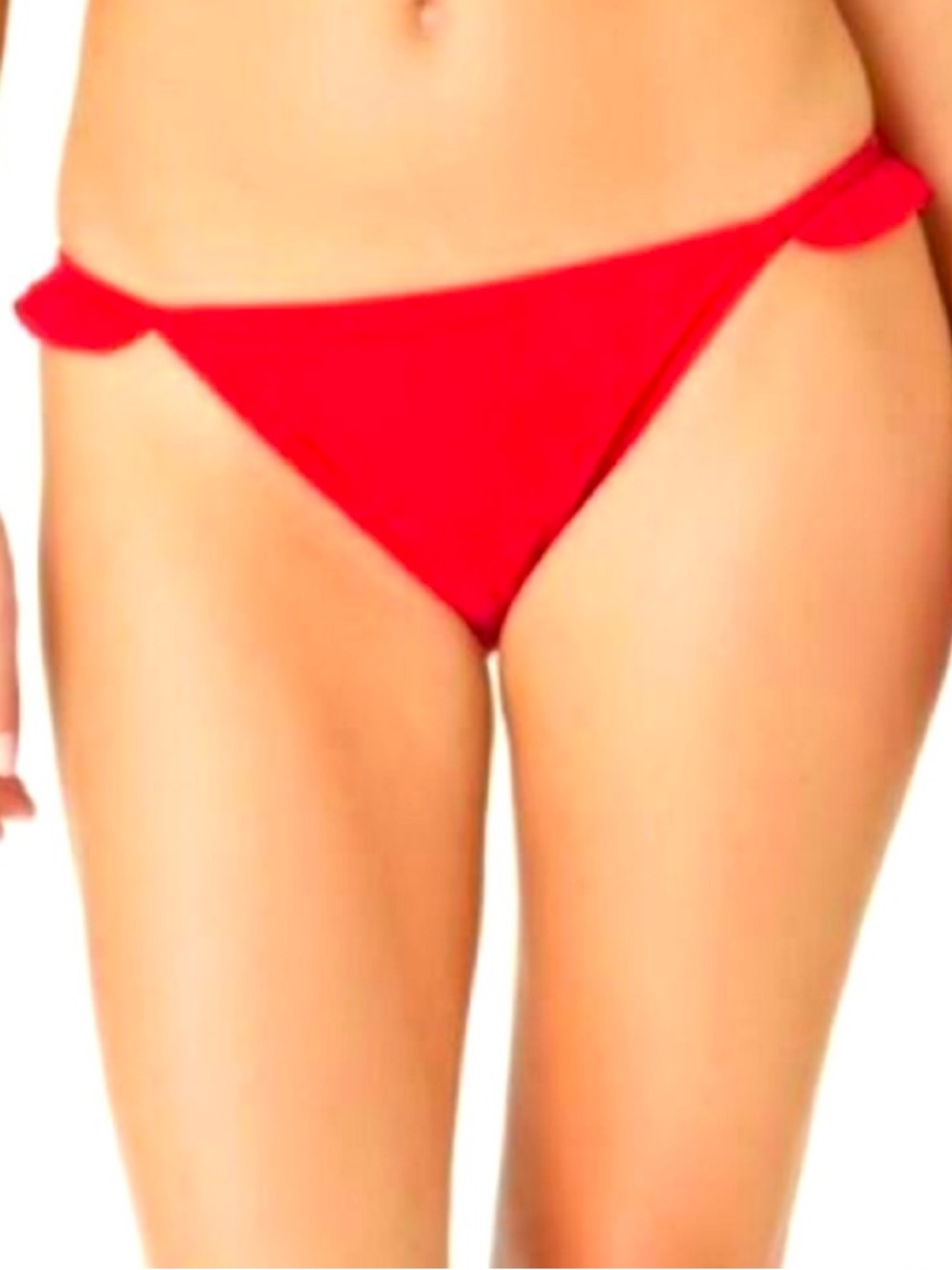 California Waves Red bikini bottom with ruffle side detail size M